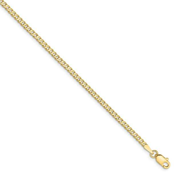 Solid 14k Yellow Gold 2.2mm Beveled Cuban Curb Chain 